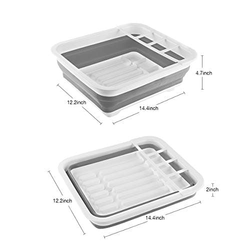THANSTAR Collapsible Dish Drying Rack Portable Dinnerware Drainer Organizer for Kitchen RV Campers Travel Trailer Space Saving Kitchen Storage Tray - Image 3