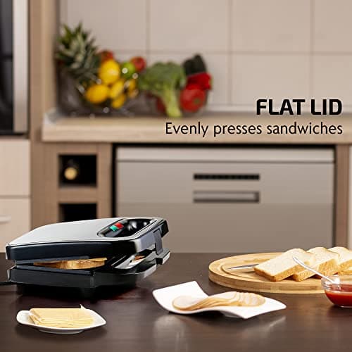 OVENTE Electric Sandwich Maker with Non-Stick Plates, Indicator Lights, Cool Touch Handle, Easy to Clean and Store, Perfect for Cooking Breakfast, Grilled Cheese, Tuna Melts and Snacks, Black GPS401B - Image 5