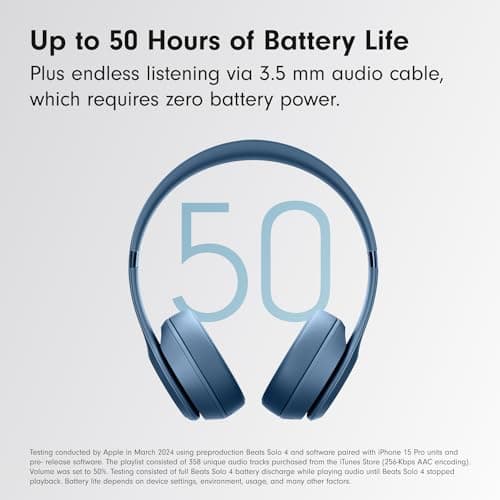Beats Solo 4 - Wireless Bluetooth On-Ear Headphones, Apple & Android Compatible, Up to 50 Hours of Battery Life - Slate Blue - Image 4