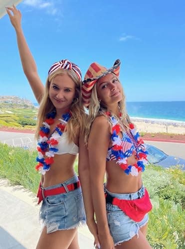 4 th of July Headband for Women Girls Fourth of July Knotted Headband Red White and Blue Sequin Beaded Patriotic Hairband American Flag USA Independence Day Head Band Hair Accessories Gifts - Image 2