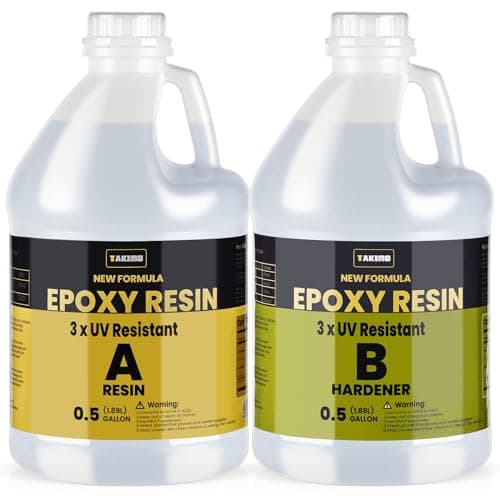TAKIMO 1 Gallon 3×UV Resistant Resin Kit,No Bubble & Crystal Clear Epoxy Resin for Coating, Casting, Table Top,DIY, Bar Top, River Tables, Resin Art, Wood with High Gloss Finish