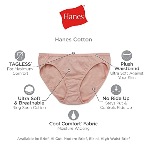 Hanes Women's Bikini Panties Pack, Soft Cotton Underwear, 6-Pack (Retired, Colors May Vary), Body Tones Mix, 6 - Image 5