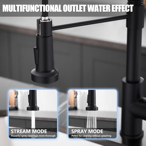 GIMILI Black Kitchen Faucet with Pull Down Sprayer Single Hole Spring Kitchen Sink Faucet, Suitable for Farmhouses, RV, Utility Laundry Room, Outdoor, and Campers. Llave para fregadero de cocina - Image 3
