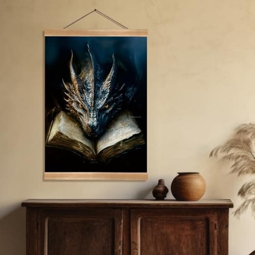 ZTGDA Book Dragon Wall Art,Dark Academia Vintage Poster, Gothic Canvas Print for Book Lovers, Fantasy Wall Decor for Bedroom, Library or Office, Mysterious Bookworm Gift(dragon) - Image 6