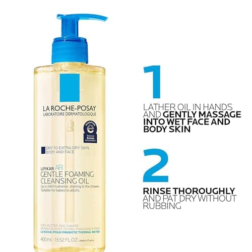 La Roche-Posay Lipikar AP+ Gentle Foaming Cleansing Oil, Gentle Oil Cleanser for Face and Body Formulated with Niacinamide, Long-Lasting 24-hour Hydration, Fragrance-Free & Soap Free - Image 10