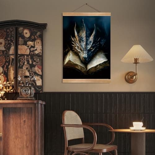 ZTGDA Book Dragon Wall Art,Dark Academia Vintage Poster, Gothic Canvas Print for Book Lovers, Fantasy Wall Decor for Bedroom, Library or Office, Mysterious Bookworm Gift(dragon) - Image 5