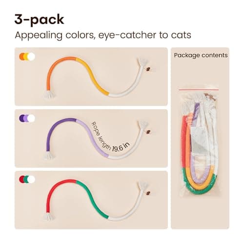 Potaroma Cat Toys Chew Ropes 3Pcs with Refillable Natural Catnip, Safe Teeth Cleaning Toy for Indoor Kittens, Interactive Cat Nip Kitty Toys for All Breeds 19.5 Inches - Image 6