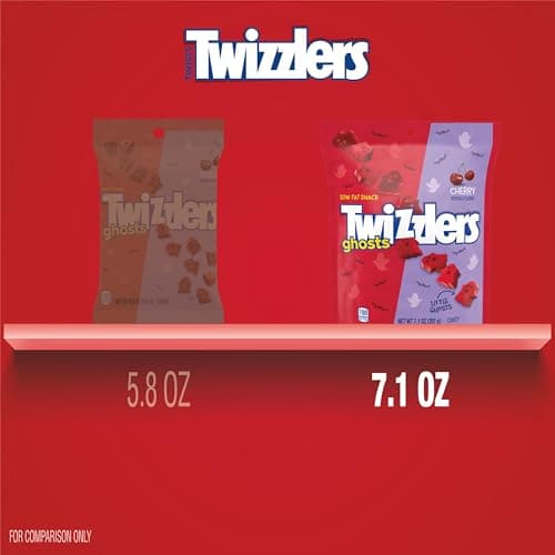 TWIZZLERS Ghosts Cherry Flavored Chewy, Halloween Candy Bag, 7.1 oz - Image 4