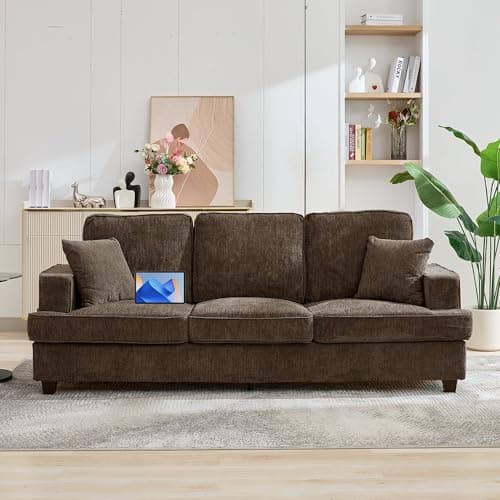 Couches for Living Room, 89 inch Cloud Couch Sofa in Chenile with Extra Comfy Soft Deep Seats, Modern 3 Seater Sofas for Living Room Bedroom Office Apartment, Brown - Image 7