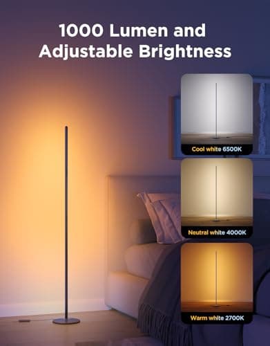 Govee RGBIC Floor Lamp Basic, LED Corner Lamp Works with Alexa, 1000 Lumen Smart Modern Floor Lamp with Music Sync and 16 Million DIY Colors, Color Changing Standing Lamp for Bedroom Living Room Black - Image 6