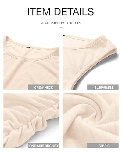 BTFBM Women Summer Dresses 2025 Fall Sleeveless Tank Crew Neck Casual Ruched Bodycon Party Club Beach Short Mini Dress(Light Apricot,Large) - Image 5