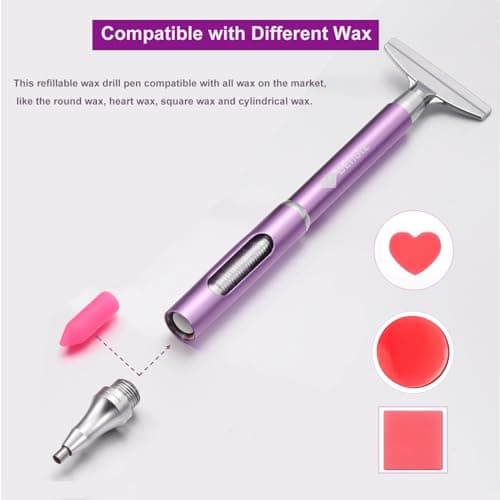 Benote Diamond Art Painting Pen Refillable Wax, Diamond Paint Accessories Refillable Wax Pen Self-Stick Drill Pens with Metal Correction Plate for Art DIY Craft - B18 - Image 2