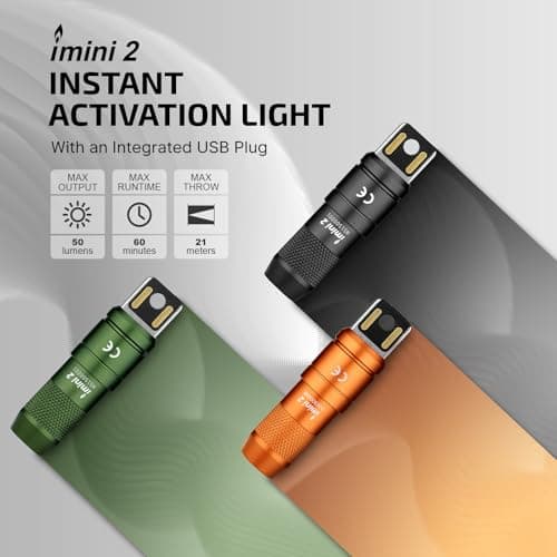 OLIGHT IMINI 2 EDC Rechargeable Keychain Flashlight, 50 Lumens Compact and Portable Mini LED Keyring Lights with Built-in Battery Ideal for Everyday Carry and Emergencies (Black) - Image 2