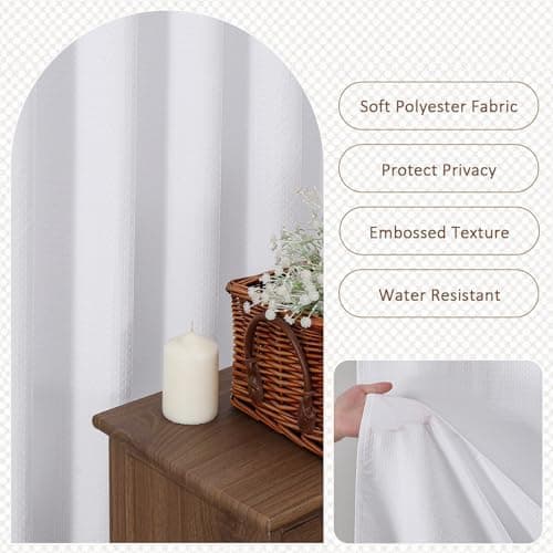 White Shower Curtain 72 Inch Length 1 Piece, Waffle Embossed Textured Soft Fabric Hotel Shower Curtain for Bathroom, Modern Polyester Water Repellent Machine Washable Bath Decor, 72Wx72L Inches - Image 7