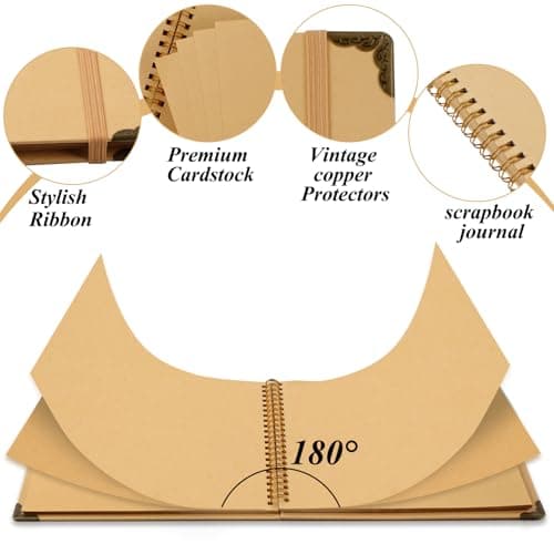 Joyberg Scrapbook 80 Pages, Scrapbooking Supplies 8 x 8 In, Scrapbook Album Suitable for Album Memory Book Wedding, Anniversary Family, DIY Craft Projects (Brown) - Image 4