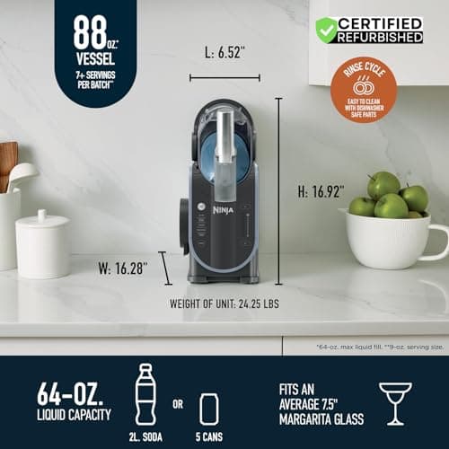 Ninja FS301 SLUSHi 88 oz. Frozen Drink & Slushie Machine (Renewed) Bundle with Deco Essentials Collapsable Water Bottle BPA Free 24oz Gray/Stainless and 1 YR CPS Enhanced Protection Pack - Image 4