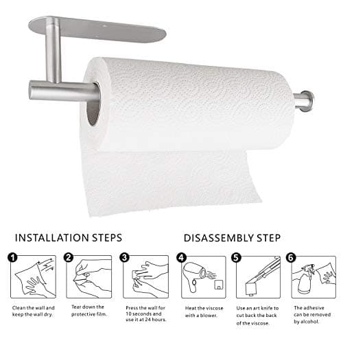 Paper Towel Holders for Kitchen,Paper Towels Bulk- Self-Adhesive Under Cabinet,Both Available in Adhesive and Screws,Stainless Steel - Image 6