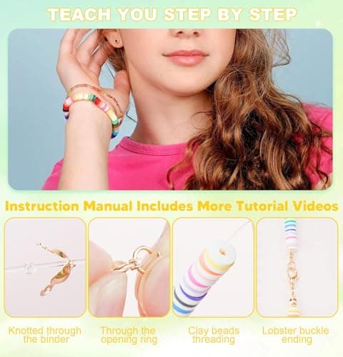 Dowsabel Clay Beads Bracelet Making Kit for Beginner, 5000 Pcs Preppy Polymer Clay Beads with Charms Kit for Jewelry Making, DIY Arts and Crafts Birthday Gifts Toys for Kids Age 6-13 - Image 3