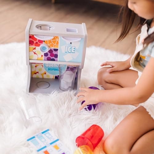 Melissa & Doug Thirst Quencher Wooden Drink Dispenser with Juice Inserts, Ice Cubes & Play Kitchen Accessories, Preschool Learning Toys for Girls & Boys 3+ - FSC Certified - Image 8
