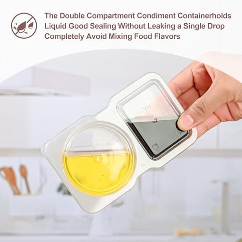 RXRRXR 20PCS Double Compartment Condiment Container With Lids - Reusable Snack Pack Containers for Take-out Sauces - Image 5