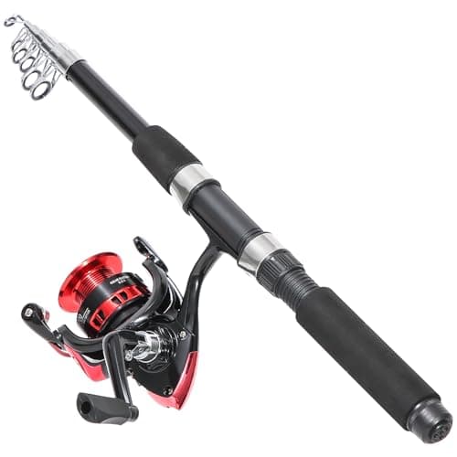 Tripquips Fishing Rod, 6.9ft 2Pcs Telescopic Fishing Rods Set, Carbon Fiber Fishing Pole, 2PCS Spinning Rod and Reel Combo with Carrier Bag Freshwater Fishing Rod and Reel Combos Kits Fishing Gear-Red - Image 2