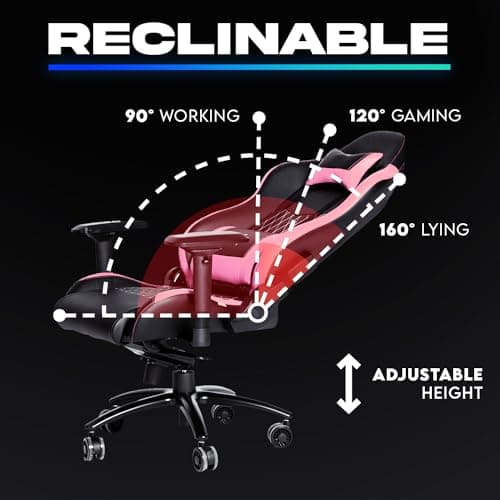 KLIM Esports Pink Gaming Chair with Back & Head Support + Ergonomic Pink Chair, Fully Adjustable + PU Leather + Gaming Chair for Girls, Boys, Teenagers, Adults + New Version Gaming Chair Pink - Image 7