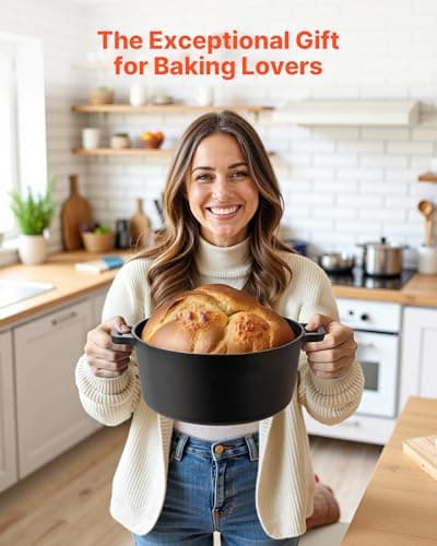 VEVOR Cast Iron Dutch Oven, 2-in-1 Pre-Seasoned Pot with Skillet Lid, 5QT Cookware Pan with Proofing Basket, Bread Baking Accessories, Bread-Oven Compatible 500℉ - Image 6