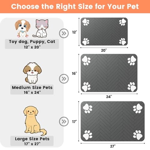 Pet Feeding Mat-Absorbent Pet Placemat for Food and Water Bowl, with Waterproof Rubber Backing, Quick Dry Water Dispenser Mat for Dog and Cat (12"x20", Striped Dark Gray) - Image 6