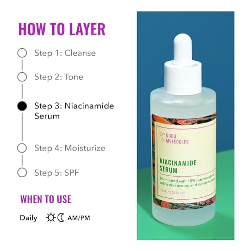 Good Molecules Niacinamide Serum - 10% Niacinamide to Target Acne, Nourishment, and Skin Tone - Ultra Hydrating Serum and Brightening Skin Care for Face - Image 5