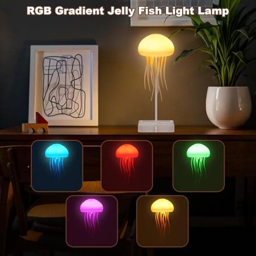 Jellyfish Lamp, Voice Control Jellyfish Lamp with Dancing Legs, RGB Gradient Jellyfish Bedside Lamp, Rechargeable Jellyfish Table Lamp with Touch Sensor, Christmas Gifts (Hanging + Base) - Image 6