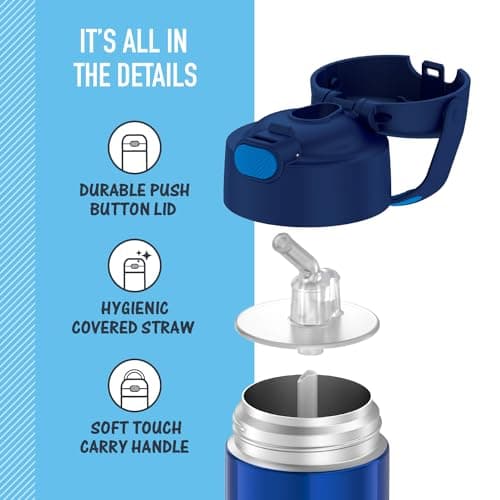 THERMOS FUNTAINER 12 Ounce Stainless Steel Vacuum Insulated Kids Straw Bottle, Blue - Image 5