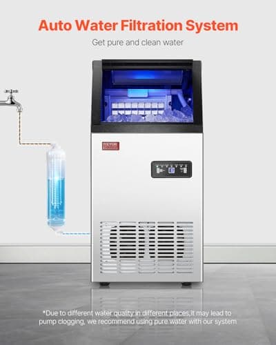VEVOR Commercial Ice Maker, 100lbs/24H Ice Maker Machine with 28lbs Storage Capacity, 40 Ice Cubes in 15 Minutes, Freestanding Ice Maker for Bar Home Office Restaurant, LED Display, Self-Cleaning - Image 5