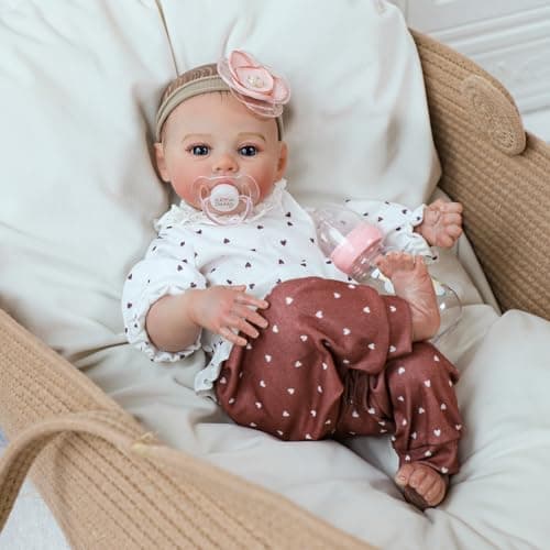 KSBD Lifelike Reborn Baby Dolls - 18 Inch Realistic Newborn Baby Dolls Girl, Real Life Baby Dolls with Soft Weighted Body, Real Baby Reborn Gift with Accessories for 3+ Years Old Kids - Image 2