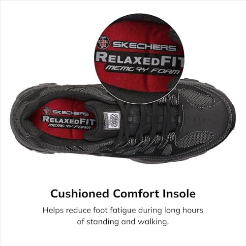 Skechers Men's Cankton Steel Toe Construction Shoe - Electrical Hazard Rated, Memory Foam, Black/Charcoal, 10.5 Wide - Image 4