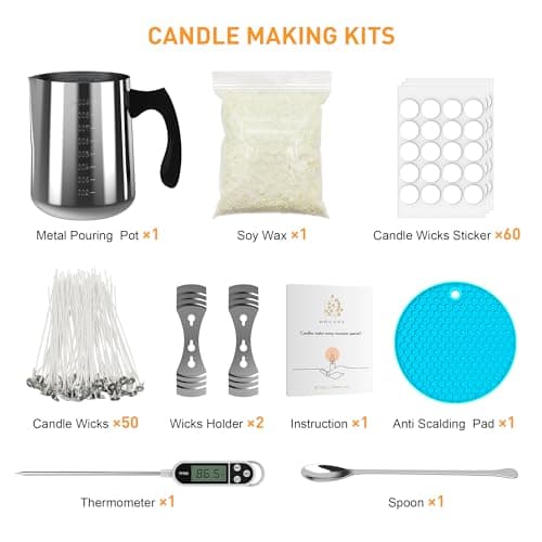Ohcans Candle Making Kit Supplies for Beginners, Soy Wax DIY Candle Making for Adults, with 900ml Candle Make Pouring Pot, Candle Wicks, Wicks Sticker, Wicks Holder,Soy Candle Wax - Image 7