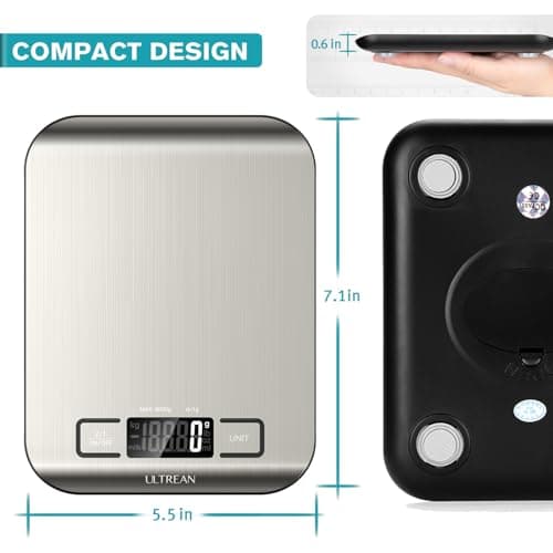 Ultrean Food Scale, Digital Kitchen Scale Weight Grams and Ounces for Baking Cooking and Meal Prep, 6 Units with Tare Function, 11lb (Batteries Included) - Image 7