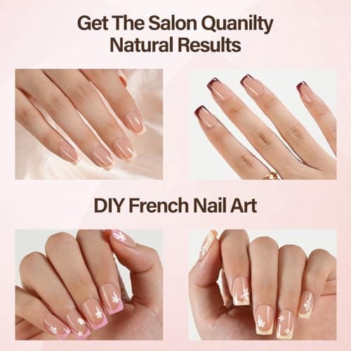 Misssix XBASICTIPS French Tip Press On Nails, 150 Pcs Short Square French Gel Nail Tips, Soft Gel Soak Off Pre-shaped No File Need Fake Nails for Nail Art DIY 15 Sizes - Image 4