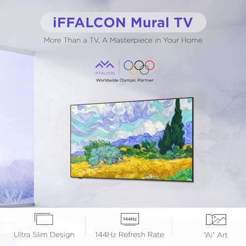 iFFALCON 55-Inch Class QLED 4K Smart TV, Ultra-Slim Picture Frame TV, 144Hz, HDR, Art Mode w/AI Art, Wide Color Gamut, Dolby Vision IQ, Dolby Atmos, Google Assistant Voice Remote(55F75, 2025 Model) - Image 2