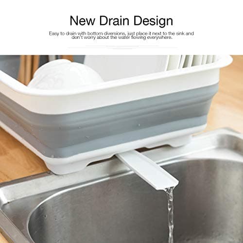 THANSTAR Collapsible Dish Drying Rack Portable Dinnerware Drainer Organizer for Kitchen RV Campers Travel Trailer Space Saving Kitchen Storage Tray - Image 5