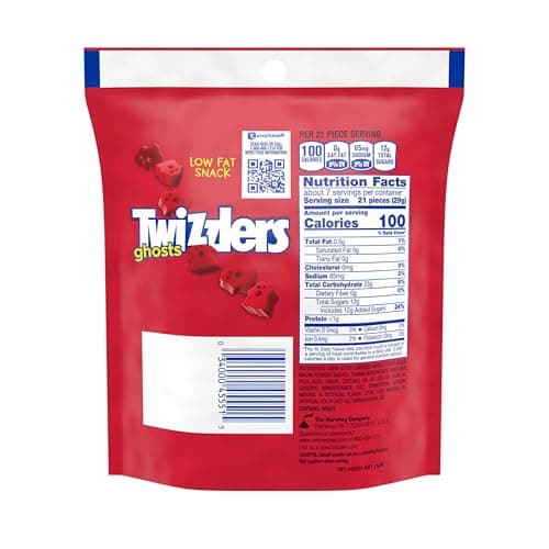 TWIZZLERS Ghosts Cherry Flavored Chewy, Halloween Candy Bag, 7.1 oz - Image 2