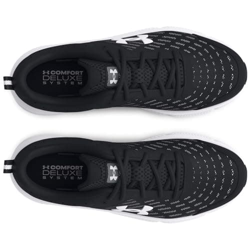 Under Armour Men's Charged Assert 10 Shoes, (001) Black/Black/White, 12 - Image 4