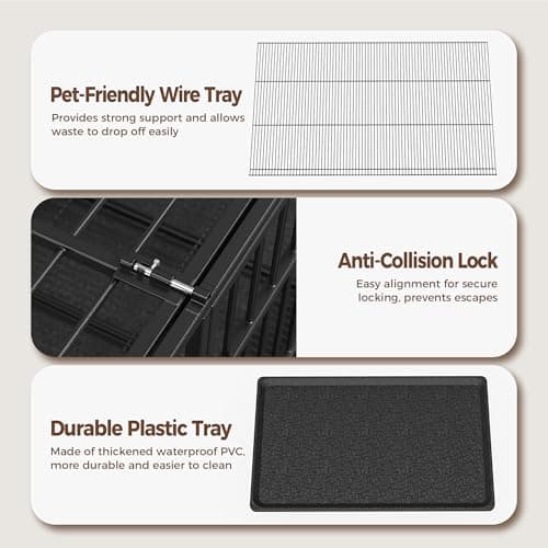 48"/38" Dog Crates for Large Dogs, Upgraded 4 Lockable Wheels, Removable Door, Dog Kennel Indoor, Max Load 300Lbs, Easy to Clean, Removable Tray, XL Dog Cage for Large and Medium Dogs - Image 8