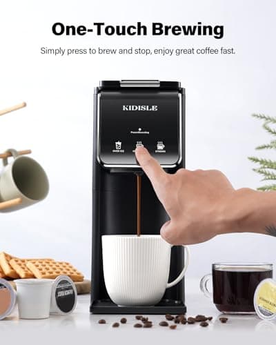 KIDISLE Hot & Iced Coffee Maker, K Cup Coffee Maker, Compatible with K-Cups and Ground Coffee, Single Serve Coffee Machine with Bold Setting, Reusable Filter, Travel Mug Friendly, Black - Image 6