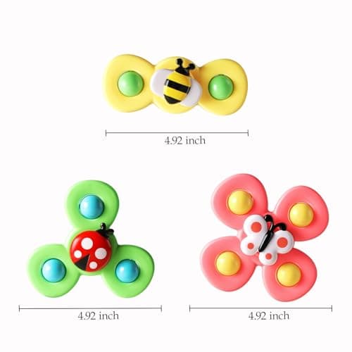ALASOU 3PCS Suction Cup Spinner Toys for 1 Year Old Boy Girl|Spinning Top Baby Toys 12 18 Months|1 2 Year Old Boy Birthday Gift|Baby Bath Toy for Kids Ages 1-3|Sensory Toy for Toddlers 1-3 - Image 3