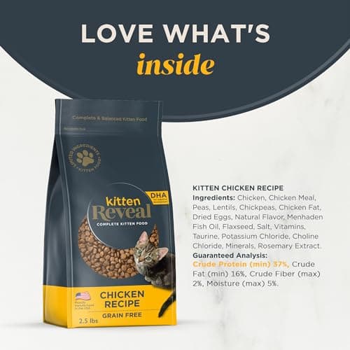 Reveal Natural Dry Kitten Food, High Protein, Grain Free with Added Vitamins & Minerals and DHA, Complete & Balanced Nutrition for Kittens, Chicken Recipe (2.5 Pound Bag) - Image 3