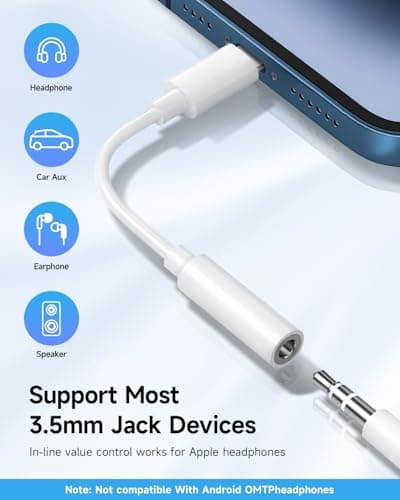 [Apple MFi Certified] 2 Pack Lightning to 3.5 mm Headphone Jack Adapter, iPhone Aux Adapter Converter Dongle Audio Cable Compatible with iPhone 14 13 12 11 X XS 8 7 - Image 2