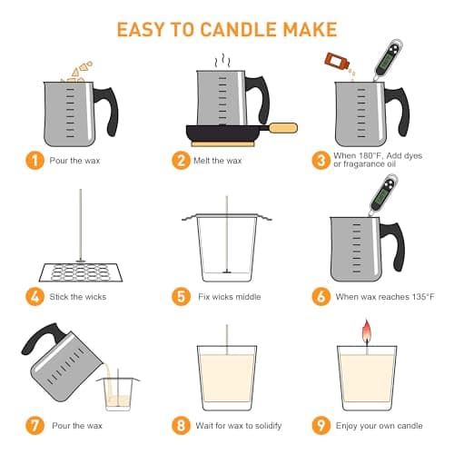 Ohcans Candle Making Kit Supplies for Beginners, Soy Wax DIY Candle Making for Adults, with 900ml Candle Make Pouring Pot, Candle Wicks, Wicks Sticker, Wicks Holder,Soy Candle Wax - Image 5