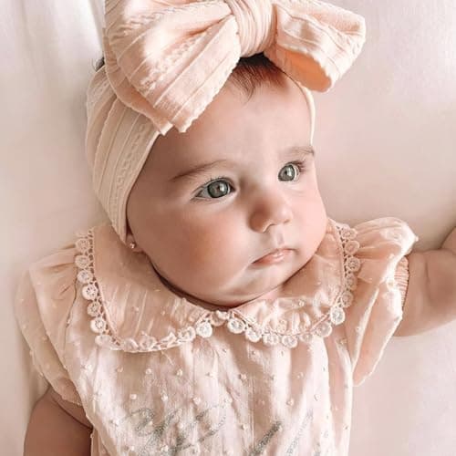 CÉLLOT 6 Pcs Super Stretchy Soft Handmade Headbands with Double Bows Head Wrap Nylon Hair Accessories For Newborn Baby Girls Infant Toddlers Kids(Pink) - Image 7