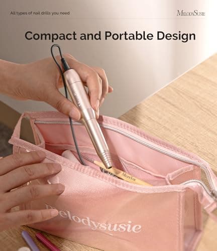 MelodySusie Electric USB Nail Drill Machine,PC120I Portable Electric Nail File Efile Set for Acrylic Gel Nails, Manicure Pedicure Tool with Nail Drill Bits Sanding Bands Gold - Image 3