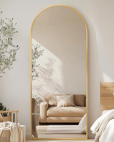 Full Length Mirror, 58"x18" Floor Mirror, Arch Floor Standing Mirror Freestanding Arch Full Body with Stand for Bedroom, Hanging Mounted for Living Room Cloakroom, Gold - Image 4